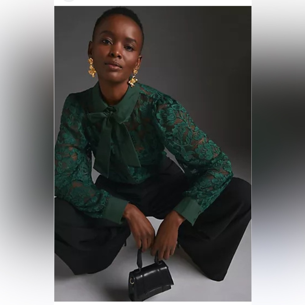 Dolan Emerald Green Lace Blouse